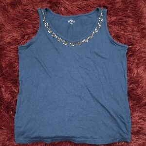 LOFT Women's Navy Tank with Silver Accents
